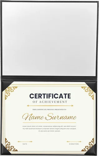 Miniatura 5 de MyGradDay Cubierta de diploma impresa 8.5x11 titular del diploma de graduación cubierta de cuero liso tamaño carta negro
