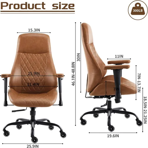 Miniatura 2 de YFO Silla de Escritorio para Oficina en Casa Respaldo Alto Ruedas de Goma para Oficina Silla de Computadora Ergonómica con Soporte Lumbar Altura