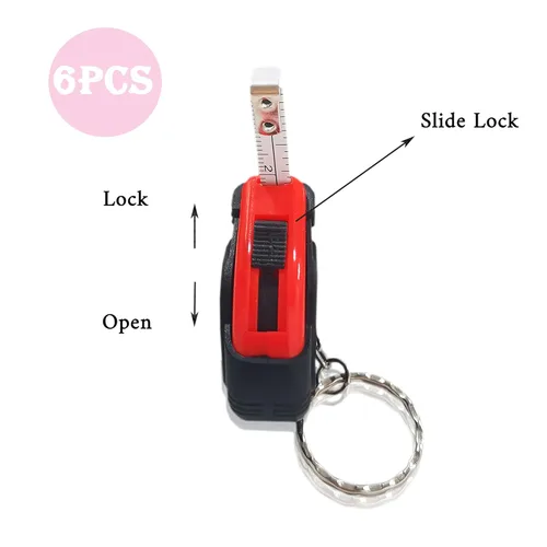 Miniatura 2 de Cinta métrica retráctil para niños, mini llavero métrico / pulgadas, regla de cinta métrica portátil con bloqueo deslizante estable para medir