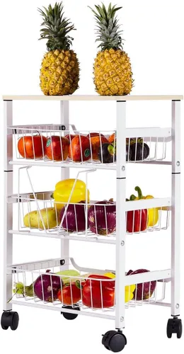 Carrito de almacenamiento de cocina con ruedas, carrito de cocina con almacenamiento y ruedas, carrito de metal rodante de malla, carrito de