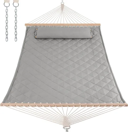 Miniatura 16 de ANOW Hamaca doble con combo de soporte de acero resistente de 12 pies, hamaca acolchada para 2 personas con soporte para exterior, capacidad
