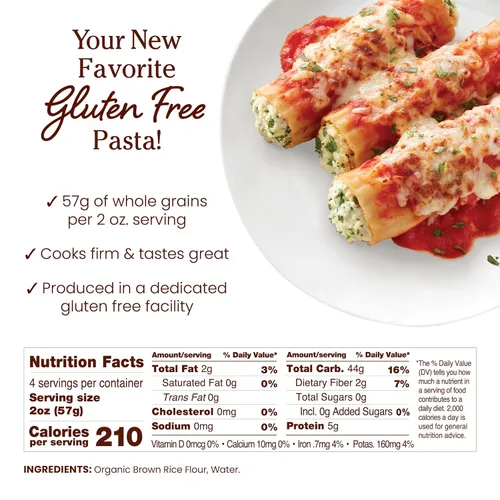 Miniatura 2 de Jovial Pasta Manicotti de Arroz Integral - Pasta Manicotti, Pasta de Manicotti, Pasta de Grano Entero, Pasta Orgánica, Sin Gluten, Sin Lácteos