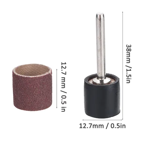 Miniatura 5 de Health Gear - Juego de lijadora de tambor de 102 piezas, mini anillos de arena, 90 fundas de lija y 12 mandriles de tambor de arena para herramienta