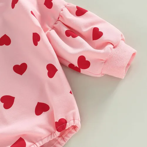 Miniatura 5 de Mameluco de manga larga para el primer día de San Valentín para bebé, niño y niña, sudadera con cuello redondo