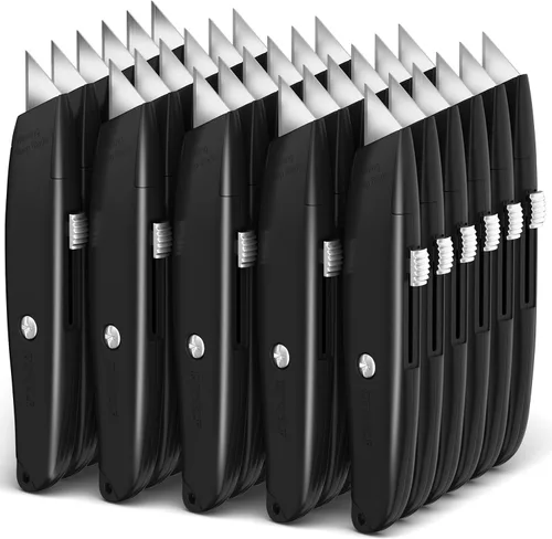 Miniatura 22 de DIYSELF Paquete de 2 cuchillos utilitarios, cortador retráctil, resistente (naranja)