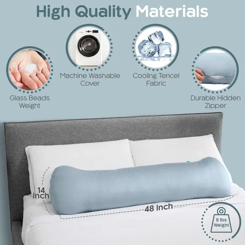 Miniatura 6 de SleepCloud Almohada corporal con peso de 6.5 libras - Almohada pesada para un sueño más profundo - Almohadas refrescantes para adultos - Almohada