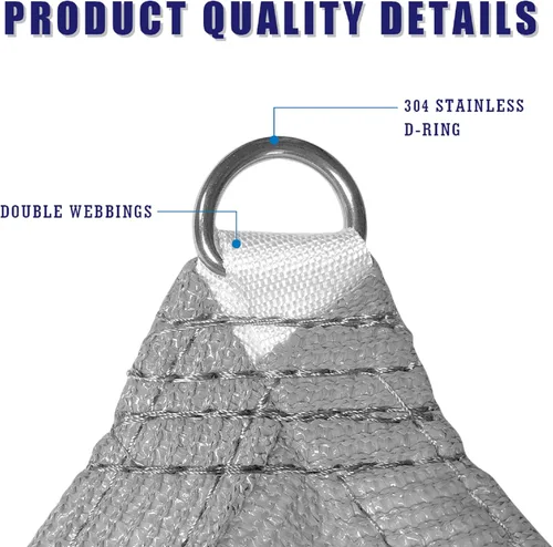 Miniatura 4 de Toldo Vela Rectangular Gris de 6' x 8', Toldo con 95% de Bloqueo UV, Tela de Refugio Awning para Patio Exterior Jardín - Grado Comercial Resistente