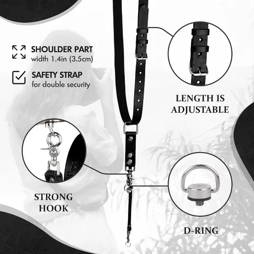 Miniatura 2 de C Coiro Leather Camera Strap Crossbody for DSLR, Mirrorless – Secure Dual Mount, Quick Release for Professional Photography