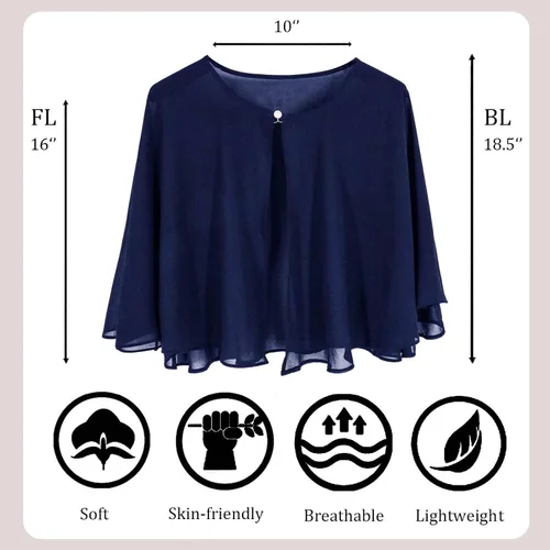 Miniatura 8 de Ciormis Capa de gasa suave para mujer, chal de boda, vestido de noche