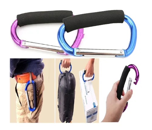 Miniatura 9 de Ganchos grandes para cochecito de mamá, 2 piezas de mosquetón, organizador de ganchos para colgar bolsos, bolsas de pañales, bolsas de compras. Clip