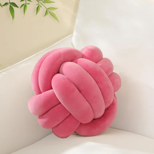 Miniatura 14 de Sioloc - Almohadas de nudo suave, cojín redondo para decoración del hogar, almohada de bola anudada hecha a mano (13.7 pulgadas, color verde)