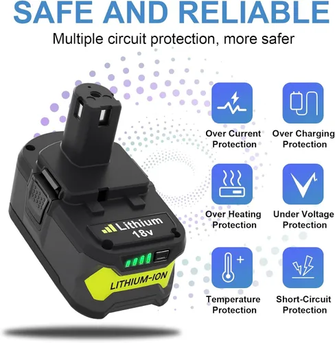 Miniatura 5 de Batería de repuesto de 18V 8.0Ah para Ryobi 18V batería de iones de litio compatible con herramientas inalámbricas Ryobi 18 voltios P108 P107 P105