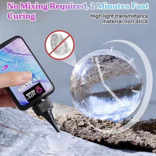Miniatura 2 de LET'S RESIN Resina UV, Kit de Resina UV de Alta Viscosidad Transparente y Gruesa de 200g, Resina Epóxica Ultravioleta de Curado Rápido y Baja