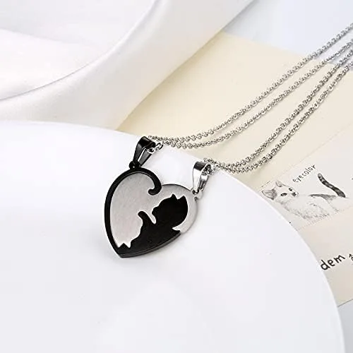 Miniatura 4 de Regalo de aniversario de Navidad para amigos, marido, esposa, collar de amistad de gato para 2 niñas y niños, collares a juego para mejores amigos