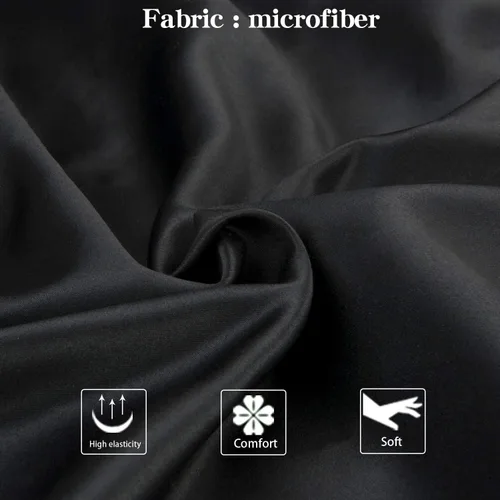 Miniatura 2 de NTBAY - Fundas de almohada de satén con cremallera, súper suaves y lujosas fundas de almohada Negro