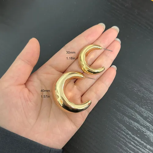 Miniatura 3 de Aretes de aro gruesos de oro medio abierto para mujer