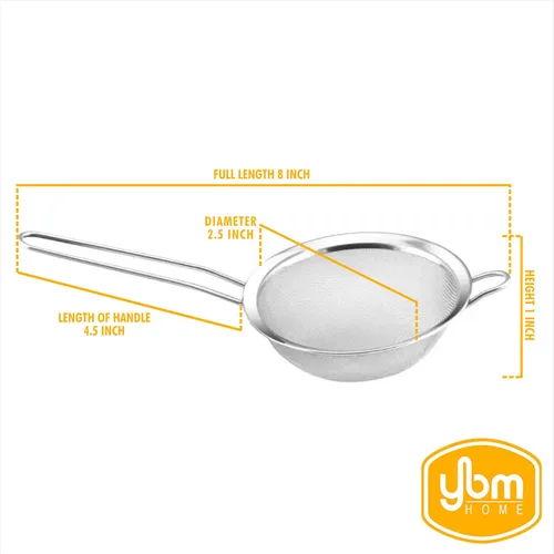 Miniatura 4 de YBM HOME Colador de malla fina de acero inoxidable con mango para enjuagar granos, frijoles y frutas de arroz, 2.5 pulgadas
