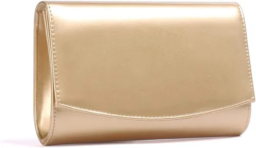 Miniatura 12 de WALLYN'S Carteras del cuero de la patente de las mujeres de la moda de los monederos del embrague, color sólido Fashion