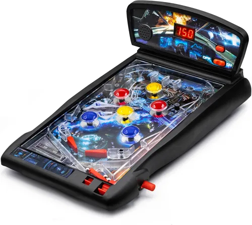New Era Pinball Game Black - Máquina interactiva de pinball de mesa o piso para niños y adultos - Puntuación LED, luces y sonidos, juego de