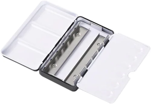 Miniatura 9 de Jinberry Lata de acuarela de metal con paleta de mezcla plegable, paleta de acuarela vacía multifuncional con sartenes, paleta de bandeja de pintura