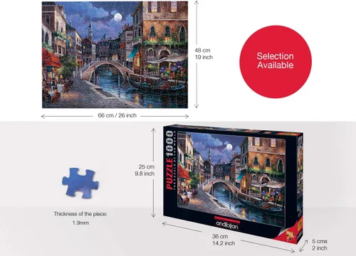 Miniatura 3 de Anatolian Puzzle - Calles de Venecia II, Rompecabezas de 1000 piezas, #3087