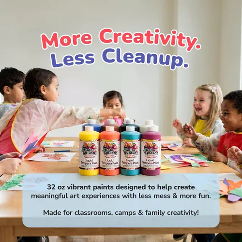 Miniatura 2 de S&S Worldwide Pintura líquida a granel de témpera líquida, juego de 12 en 11 colores brillantes, botellas de 32 onzas fáciles de verter, ideal