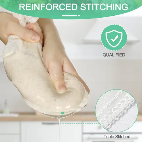 Miniatura 5 de Paquete de 3 bolsas de leche de nuez de 14 x 14 pulgadas, extra grandes, reutilizables, coladores de alimentos, bolsas de nueces para colar leche