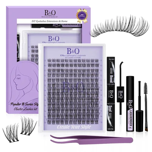 Miniatura 25 de B&Qaugen Racimos de Pestañas 156PCS Kit de Racimos de Pestañas B01+B02+B19 Kit de Extensión de Pestañas DIY Kit de Extensión de Pestañas 8-18mm