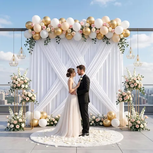 Miniatura 59 de Cortinas de Telón de Fondo Blanco de 2 Paneles 5 x 1,5 m de Poliéster, Telón de Fondo para Fotografía, Cortinas para Decoración de Fondo de Boda