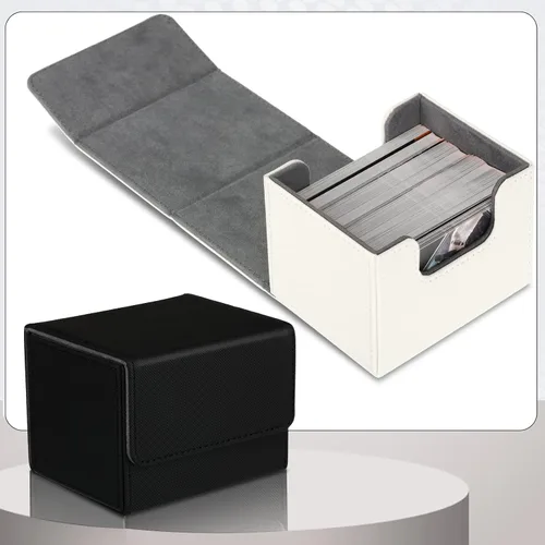 Miniatura 3 de Weewooday 2 cajas de cartas de cuero de gran tamaño para más de 100 cartas con funda para juego coleccionable, compatible con Mtg Tcg