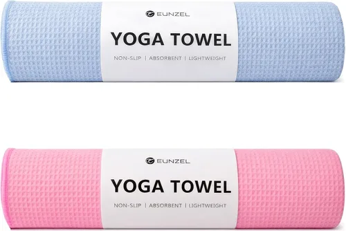 Miniatura 9 de Eunzel Paquete de 2 toallas de yoga caliente, toalla antideslizante para esterilla de yoga con puntos de agarre Stickyfiber toalla absorbente