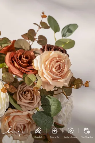 Miniatura 3 de Ling's moment Flores artificiales, peonías de seda falsas, rosas de espuma sintética combo para bricolaje, ramos de boda, centros de mesa, arreglos
