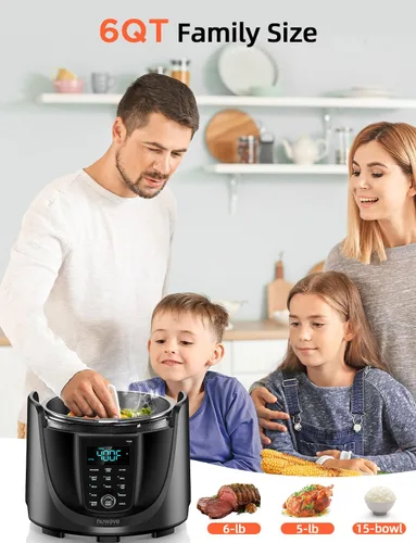 Miniatura 5 de Nuwave Duet Olla a Presión Eléctrica y Freidora de Aire Combo, 450 EN 1 Olla de Cocción Lenta y Parrilla con Sonda de Temperatura Digital Integrada