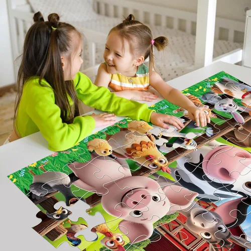 Miniatura 6 de Rompecabezas de suelo jumbo para niños, 48 piezas de animales de granja para niños pequeños de 3 a 5 años, rompecabezas de granero grande, juguetes