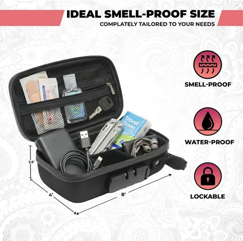 Miniatura 8 de Kashmir Bolsa a prueba de olores con cerradura de combinación, funda de viaje a prueba de olores, forro de carbón activado, con cerradura, a prueba