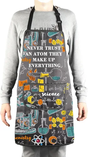 Miniatura 4 de MBMSO Delantal de ciencia - Divertido delantal de técnico de laboratorio 'Never Trust an Atom' - Perfecto para los amantes de la ciencia