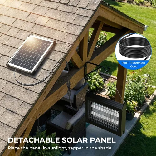 Miniatura 6 de Extractor de Insectos Solar para Exteriores, Jinyeda Mata Mosquitos Recargable 4500V con Batería de 4000mAh, Panel Solar Desmontable, Mata Mosquitos