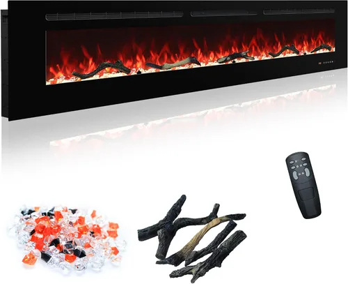 Miniatura 12 de Chimenea eléctrica de 48 pulgadas para empotrar y colocar en la pared, insertos de chimenea eléctrica con control remoto y pantalla táctil, 169