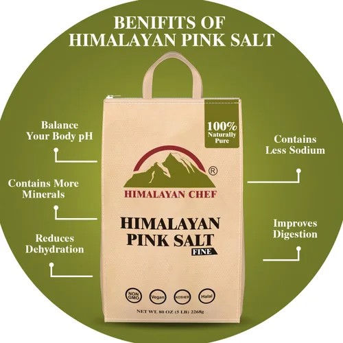 Miniatura 6 de Himalayan Chef Sal Rosa de Grano Fino, 10 libras (2 bolsas de 5 libras) - Pura, Natural, Kosher, Sin OGM, Rica en Minerales, para Cocinar