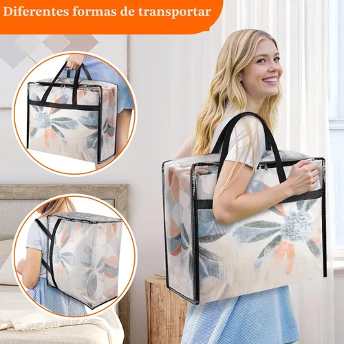 Miniatura 4 de TasticTotes Paquete de 6 bolsas de almacenamiento transparentes para edredón, ropa y ropa de cama, almacenamiento de mantas de plástico