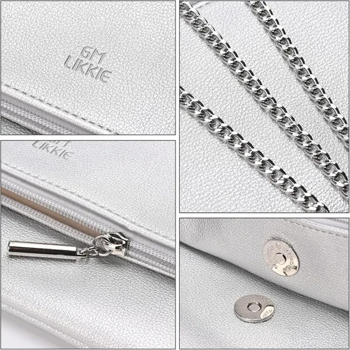 Miniatura 5 de GM LIKKIE Bolso de mano para mujer, bolso de mano grande de sobre, bolso cruzado plegable de piel sintética