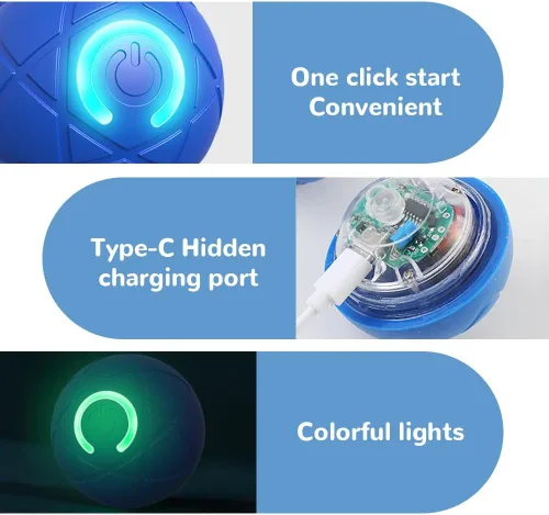 Miniatura 4 de Juguetes interactivos para perros pequeños, bolas para perros pequeños, bolas rodantes automáticas para cachorros, perros pequeños y medianos