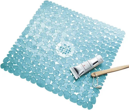 Alfombrilla de baño, succión antideslizante para ducha InterDesign Pebblz, Vinilo, Azul, 0
