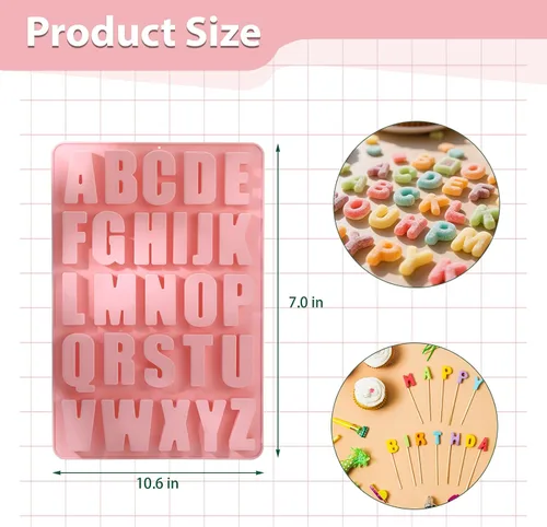Miniatura 2 de 2 moldes de letras para chocolate, moldes de silicona para manualidades, adecuados para hacer chocolate, dulce de azúcar, galletas, pasteles y otros