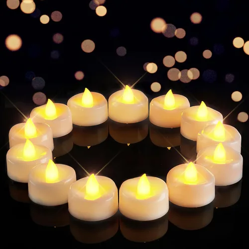 Miniatura 27 de merrynights - Velas LED sin llama, paquete de 12 velas pequeñas a pilas, velas para decoración de fiestas, hogar, bodas y otoño, 1.5 x 1.25 pulgadas