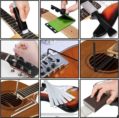 Miniatura 6 de Kit de herramientas de mantenimiento de reparación de guitarra, kit completo de configuración de guitarra profesional, herramientas de reparación