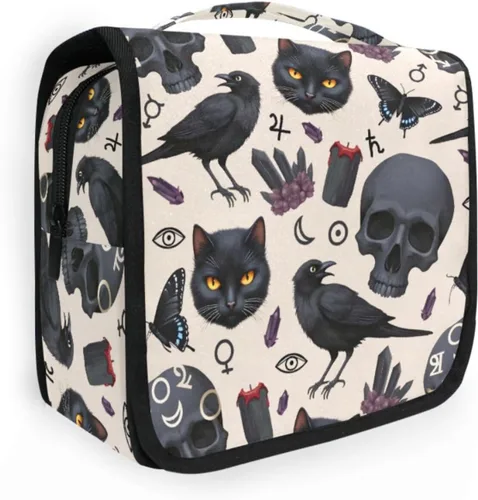 Miniatura 9 de MNSRUU Hanging Toiletry Bag Goth Bats Moons and Stars Travel Makeup bag for Toiletries Portable Travel Toiletry Organizer Cosmetic Bags with Hanging