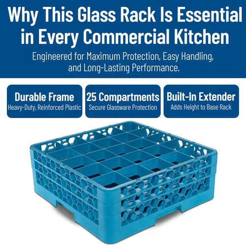 Miniatura 3 de Carlisle FoodService Products OptiClean - Estante de plástico dividido con 25 compartimentos y extensor, color azul (paquete de 3)
