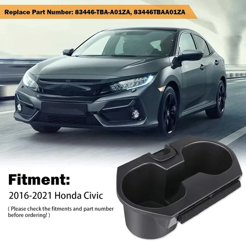 Miniatura 7 de Soporte de taza para Honda Civic Portavasos 2016 2017 2018 2019 2020 2021 Accesorios Honda Civic Lx Ex Si Sport Hatchback Consola central Soporte