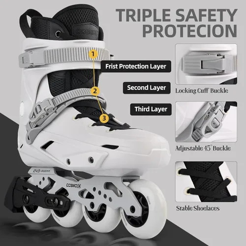 Miniatura 4 de TC - Patines en línea para adultos y adolescentes, cuchillas profesionales para hombres y mujeres, patines de fitness y recreación, gris, talla 4-13